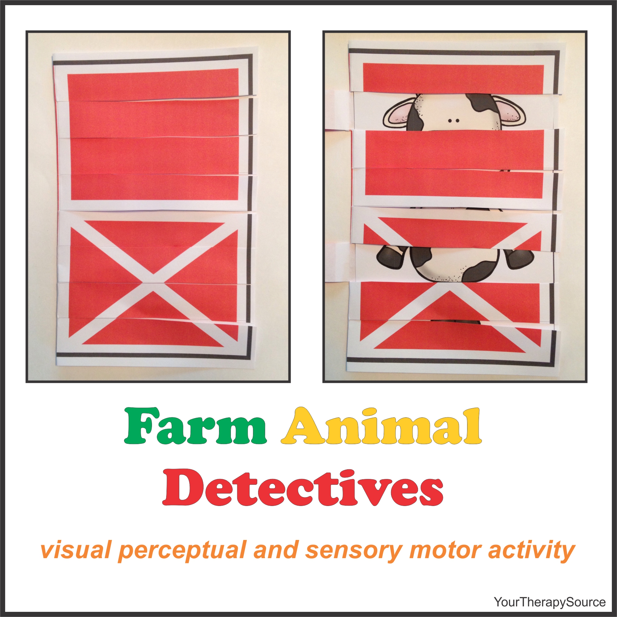 Free visual and sensory motor activity - Farm Animal Detectives from www.YourTherapySource.com