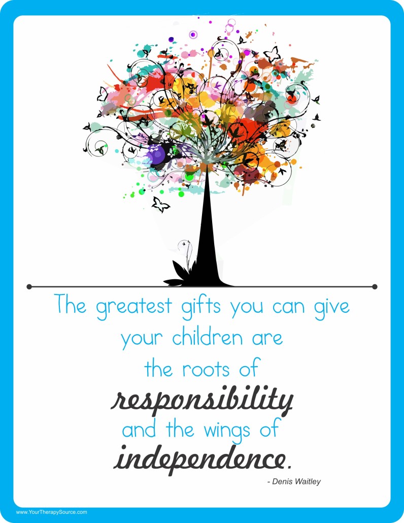 Teach children responsibility independence from www.YourTherapySource.com