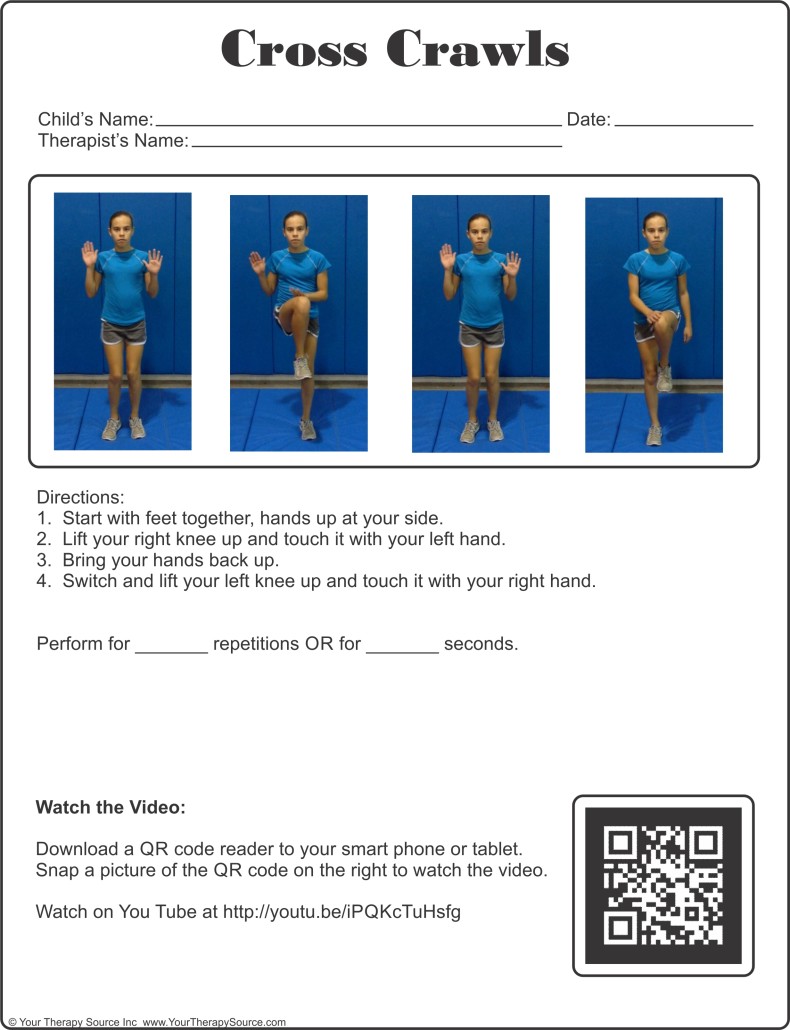 Cross Crawl Bilateral Coordination Exercise with Video Modeling Your