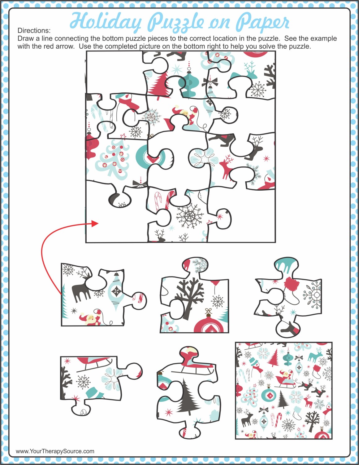 Holiday Puzzle on Paper - Your Therapy Source