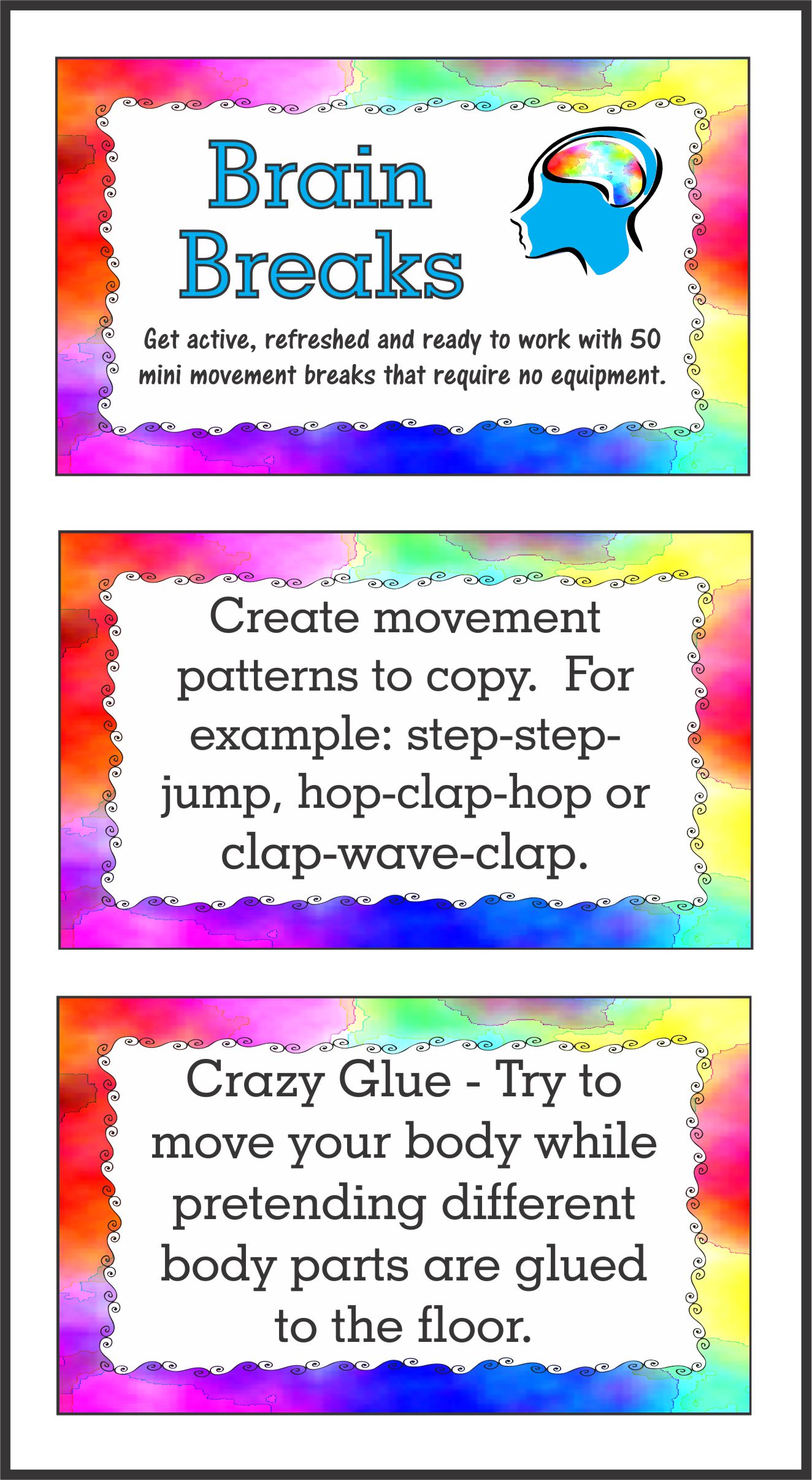 Brain Break Cards Your Therapy Source