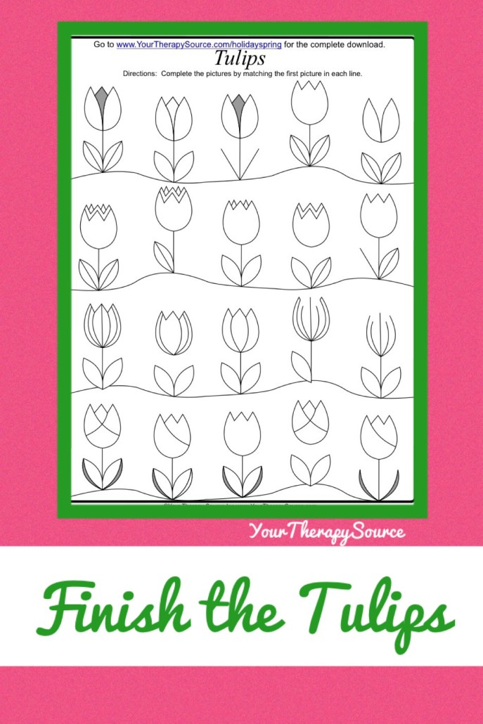 Finish the Picture Visual Motor Activity fromhttps://www.yourtherapysource.com/holidayspringfreebie.html