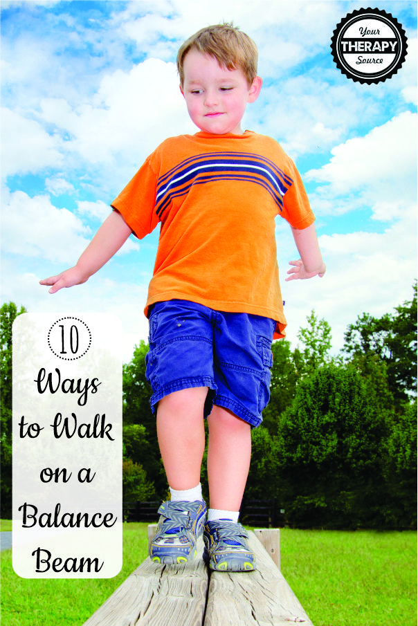 Want to challenge a child's balance on a beam walk?  Trying walking different ways across a beam. Here are 10 suggestions.