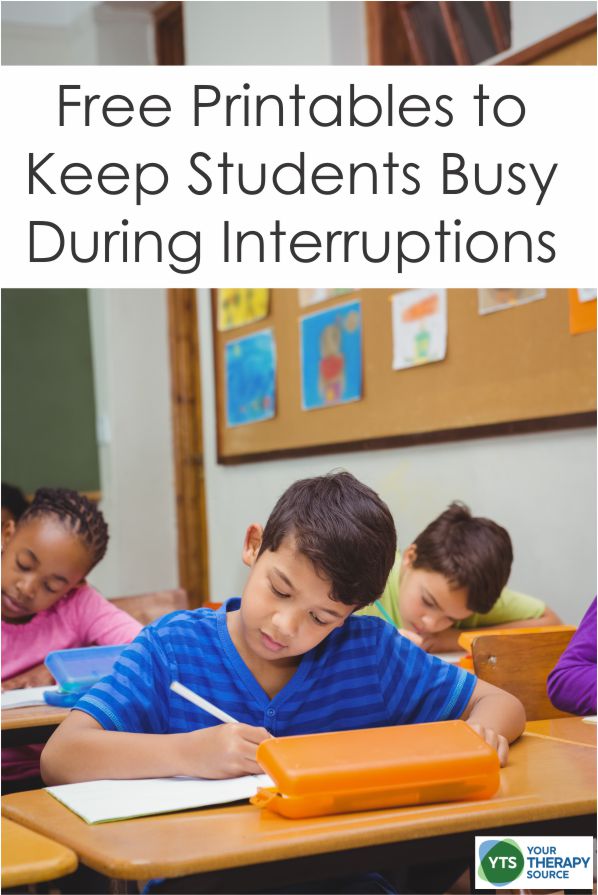 Here are 10 free activities to keep students busy when interruptions occur. Print and throw in your bag of tricks for those emergency moments