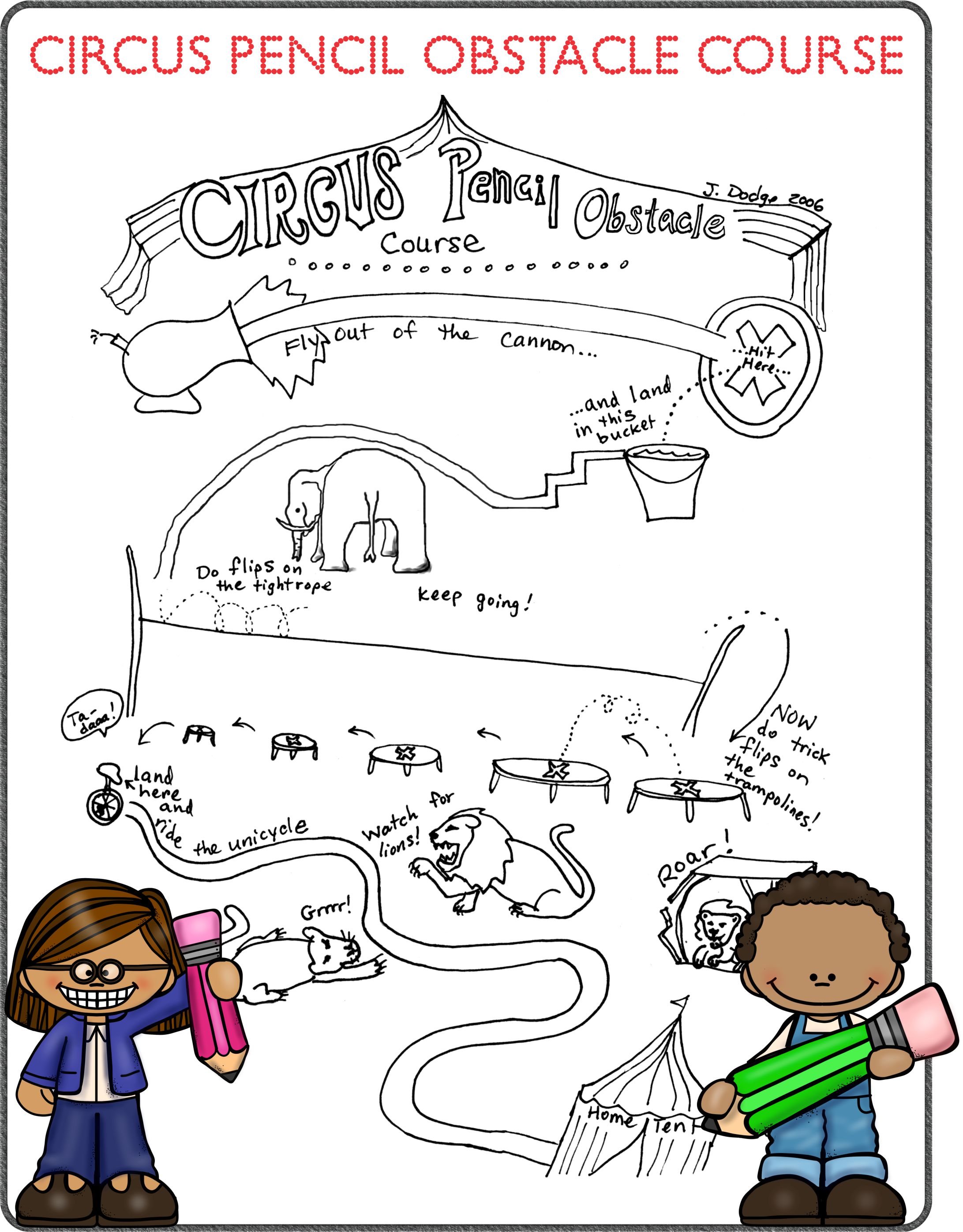 Circus Pencil Obstacle Course Your Therapy Source