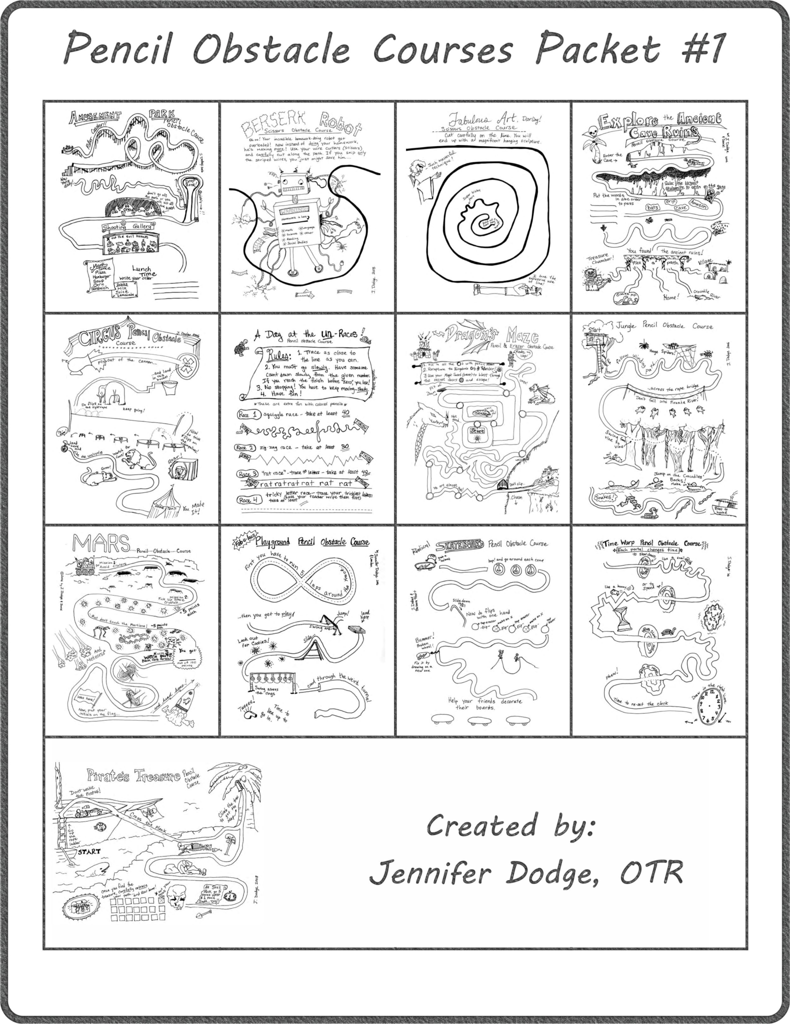Pencil Obstacle Courses Packet 1 Your Therapy Source