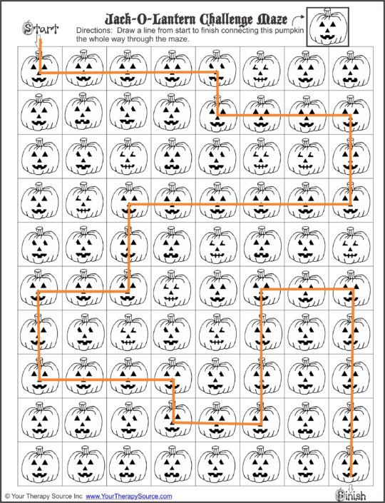 Jack-O-Lantern Challenge Maze - Your Therapy Source