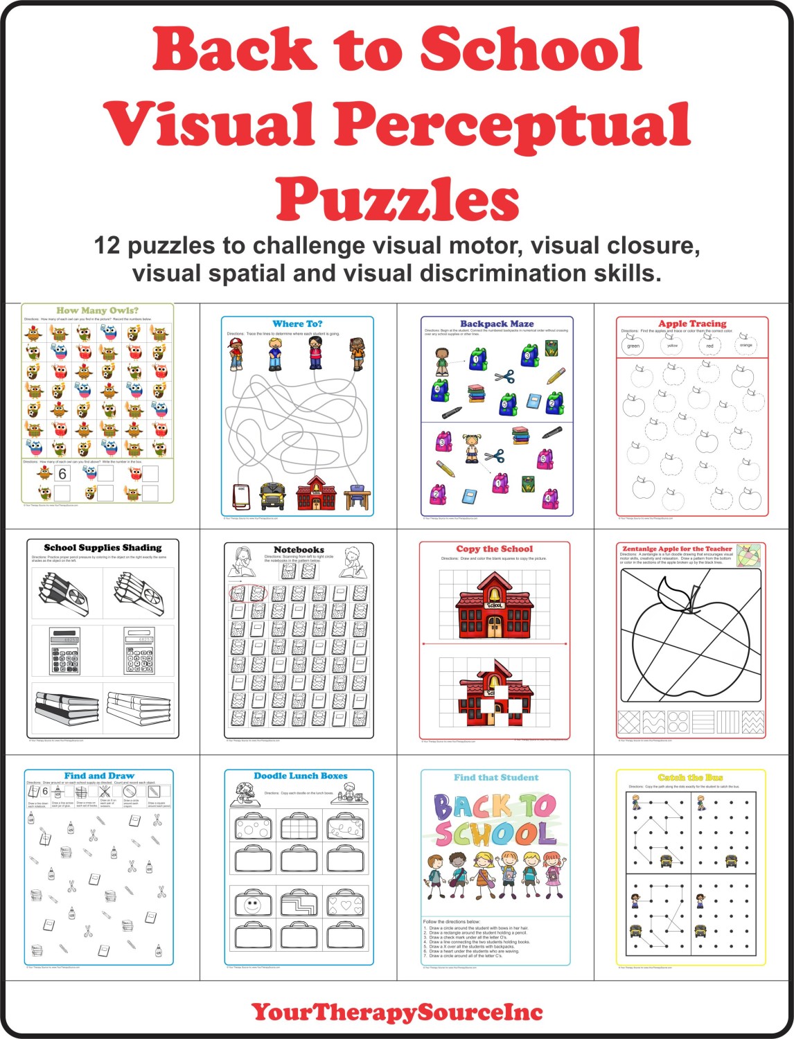 Back to School Visual Perceptual Puzzles - Your Therapy Source