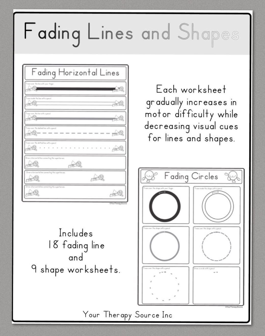 fading lines and shapes worksheets your therapy source