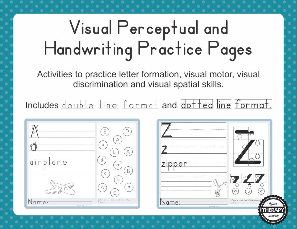 Visual Perceptual and Handwriting Practice Pages