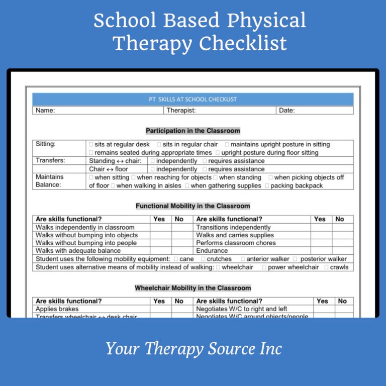 School Based Physical Therapy Checklist