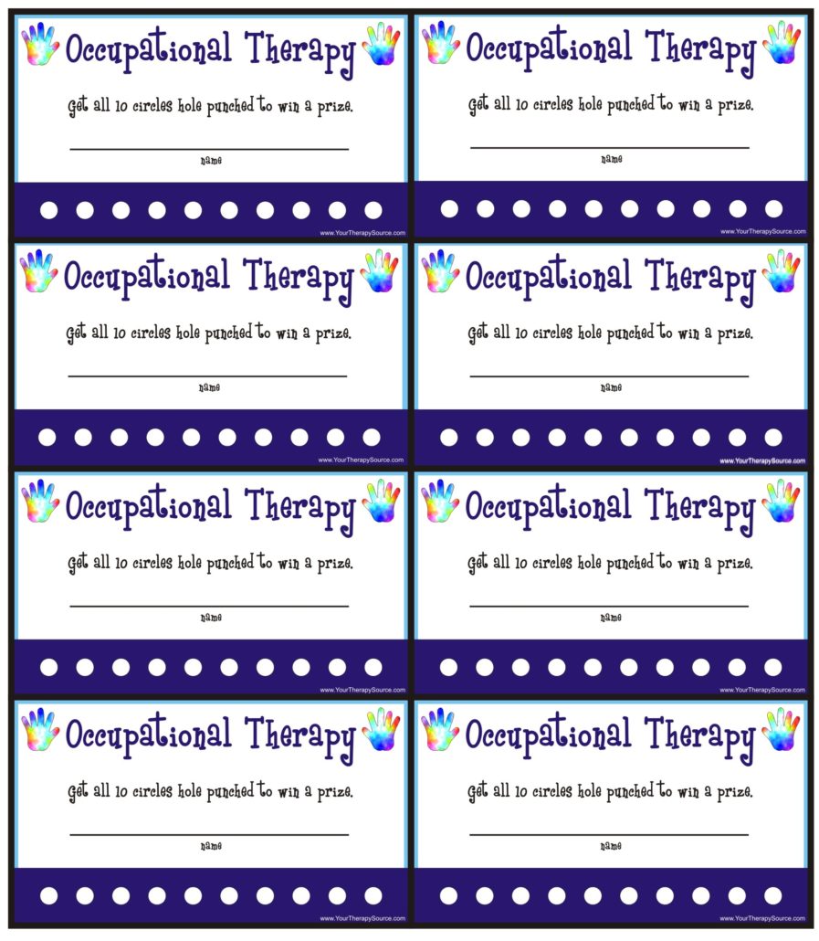 Reward Punch Cards for OT/PT - Your Therapy Source With Reward Punch Card Template