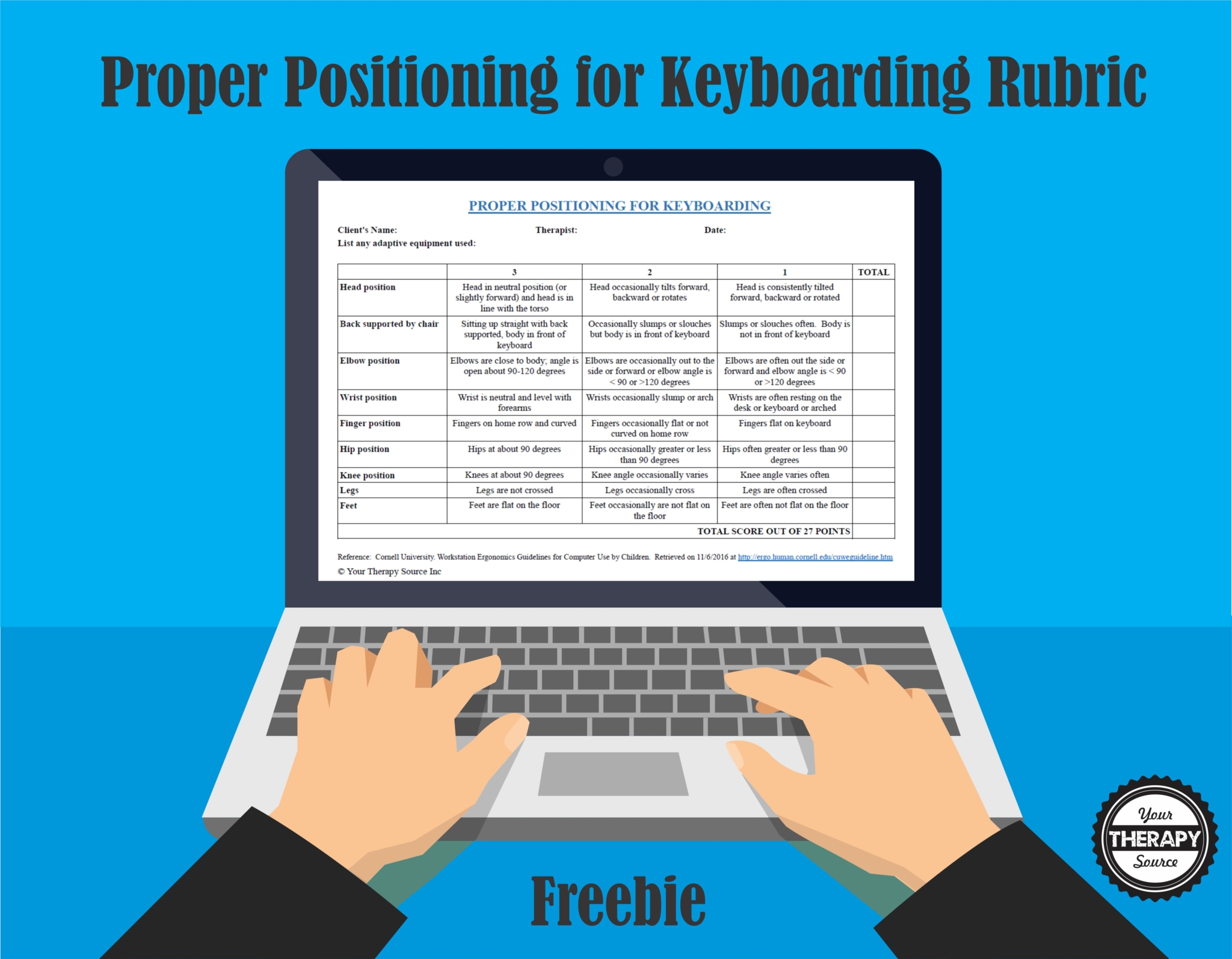 Proper Positioning For Keyboarding Rubric Your Therapy Source 1870