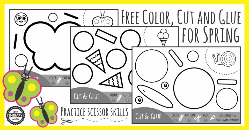 Cut & Paste-Cutting Practice For Preschoolers: Color and Cut Pages