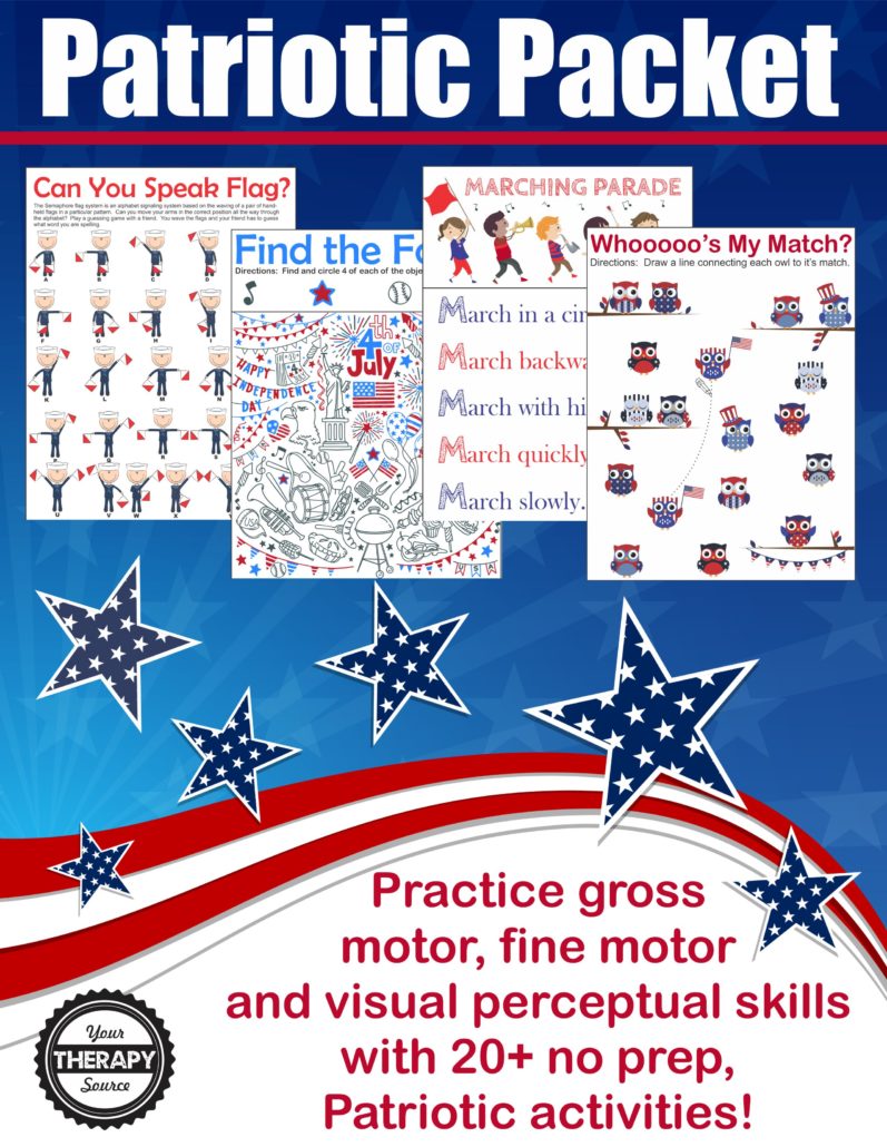 Patriotic Sensory Motor Packet: