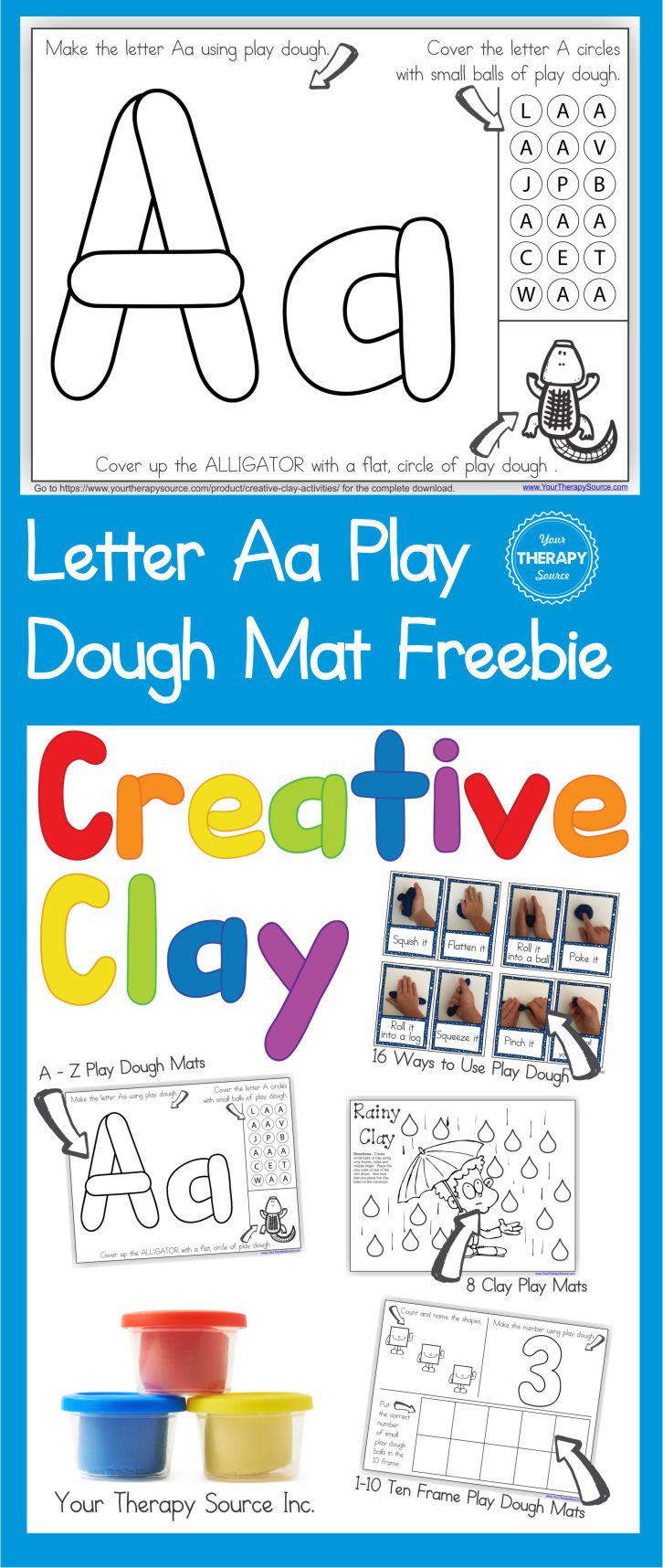 Alphabet Playdough Mat - Letter Aa - Your Therapy Source