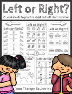 Left or Right Worksheets from Your Therapy Source