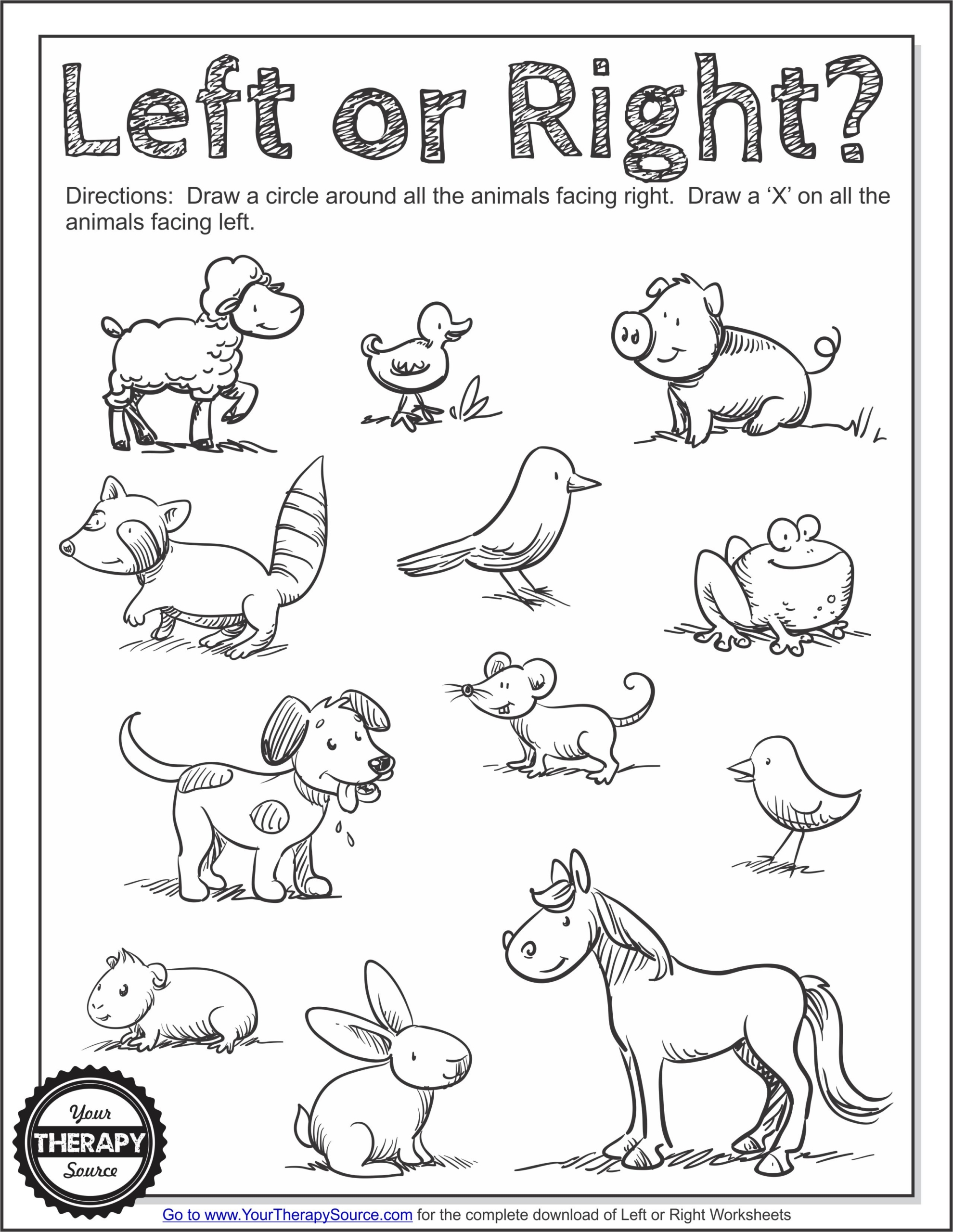 Left or Right Worksheets - Laterality Directionality - Your Therapy Source