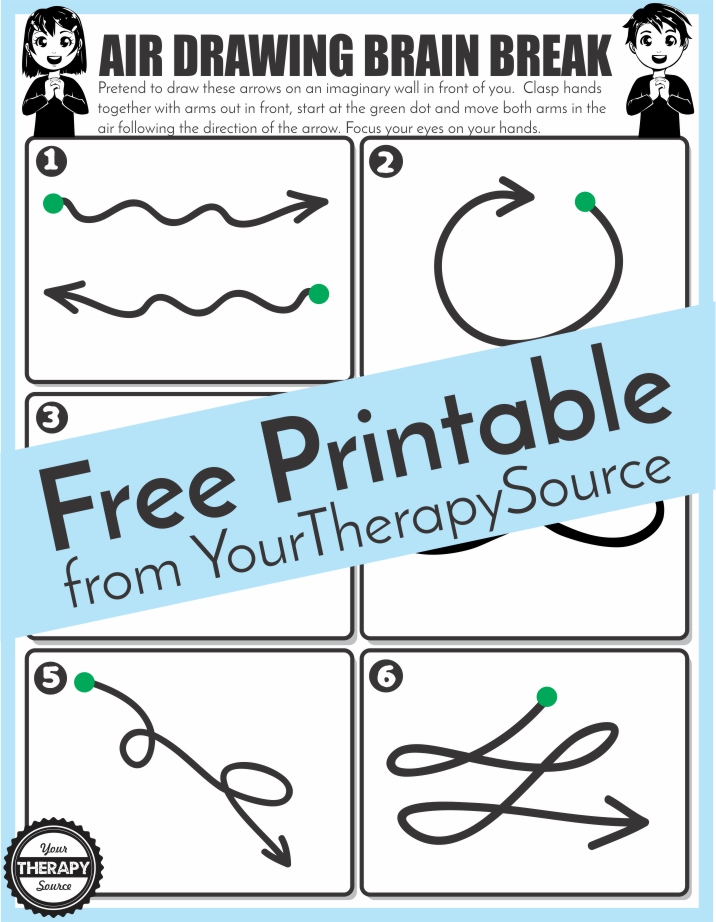 Air Drawing Brain Break freebie from Your Therapy Source