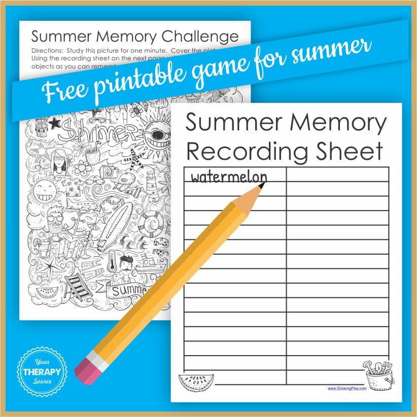 This visual memory game for summer requires zero preparation and is FUN to play. All you need to do is print the game at the bottom of this post.