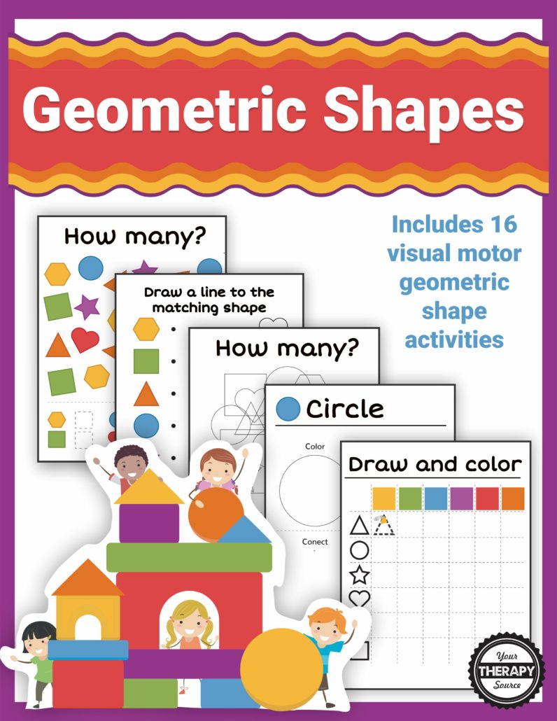 This Shape Mini Packet includes 16 visual motor geometric shape activities.  Practice shape identification, pre-writing skills, counting, visual motor, figure-ground, visual memory, and visual discrimination skills.