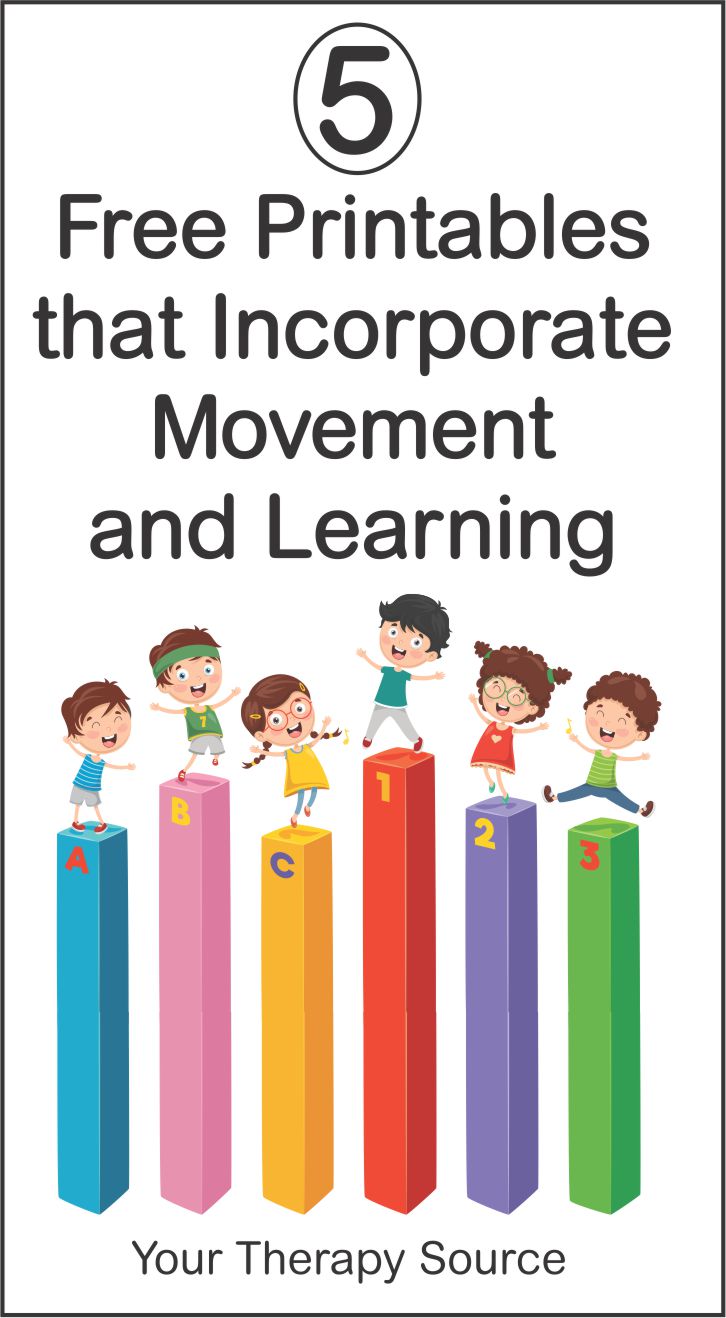 Research indicates that children benefit from when teachers incorporate movement and learning. Here at Your Therapy Source, we focus on creating ready to go activities to encourage physical activity, balance, coordination, fine motor skills, locomotor skills AND cognitive skills.
