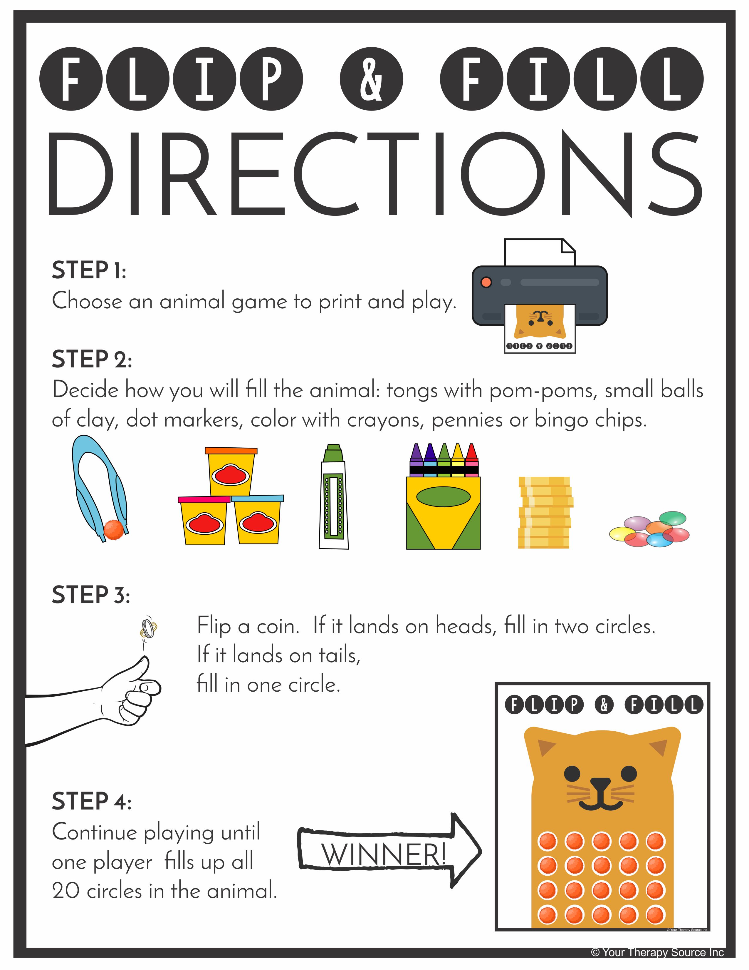 Flip and Fill Animal Fine Motor Game Your Therapy Source