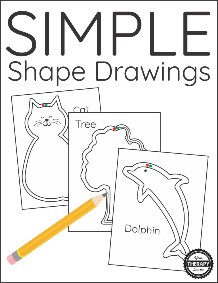 The Simple Shape Drawings digital download includes 20+ simple animals and objects to draw around the outline.  Students get tired of practicing visual motor skills following a basic path, use these activities to draw something instead.  The animals and objects include cat, airplane, rabbit, unicorn, guitar, dog, football, snake, dolphin, tree, flower, dinosaur, bear, apple, owl, moon/stars, lizard, boy, girl, wolf, turtle, and seahorse.