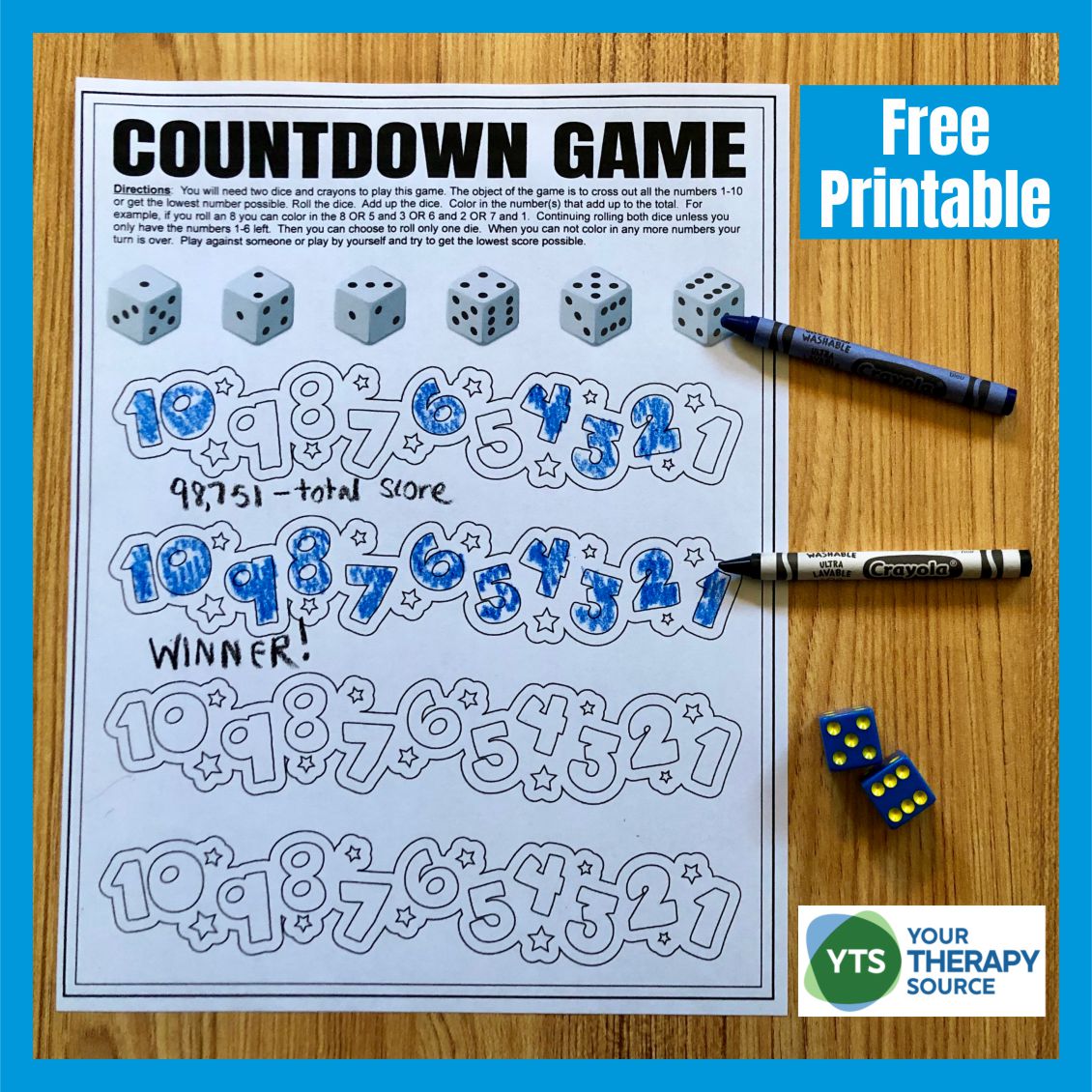 Need a New Year's Eve countdown game?  Check out this dice game for your New Year's Eve celebration with the children.  It is just like Shut the Box.  You can play with one player or four players.  Download your free New Year's Eve Countdown Game at the bottom of the post.