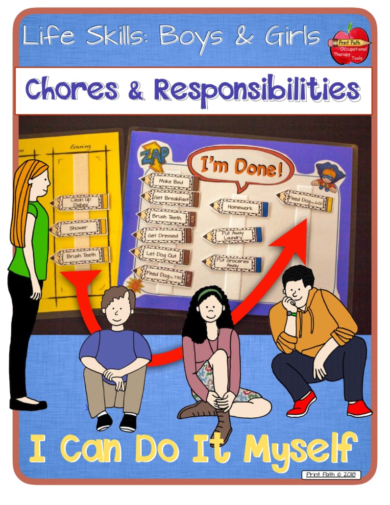 Would you like your clients to learn to contribute to household tasks, take pride in their accomplishments, and help maintain their personal spaces? Would you like to see them get their work done without power struggles, blow-ups, or endless negotiations?  Created by school-based Occupational Therapist, Thia Triggs, this Life Skills: Chores, Routines, and Responsibilities digital download is sure to be helpful for children, therapists, teachers, and parents!