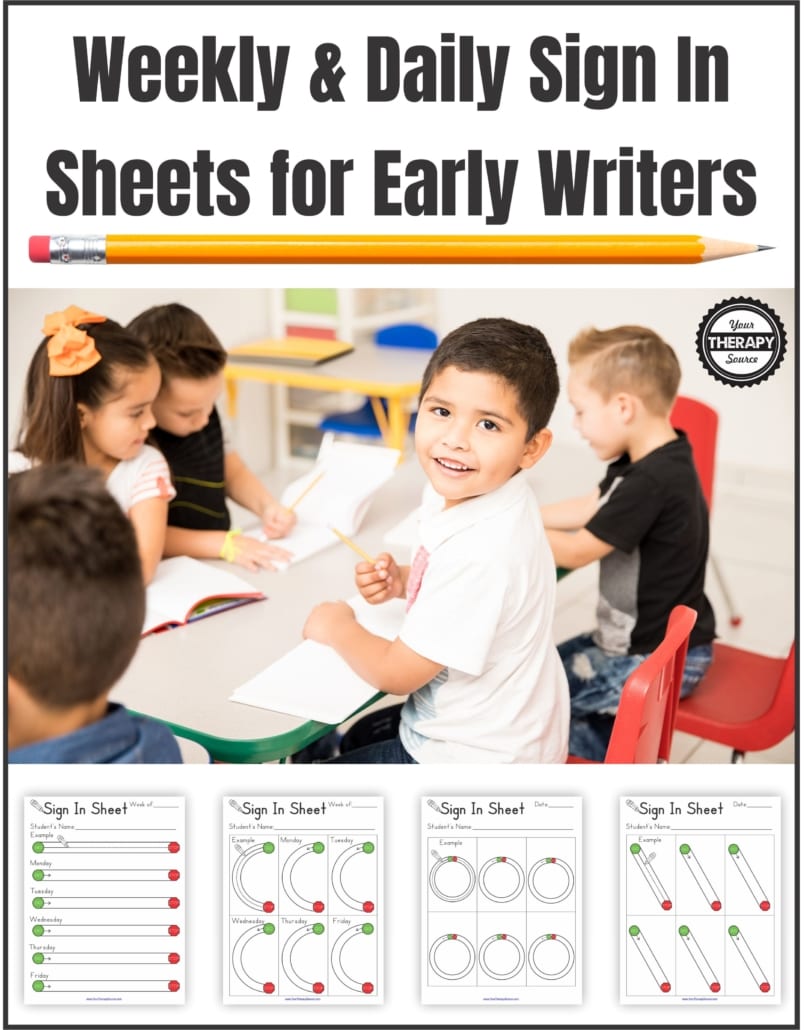 The Weekly and Daily Sign In Sheets for Early Writers solves these problems by having students sign in by completing developmentally appropriate pre-writing skills.