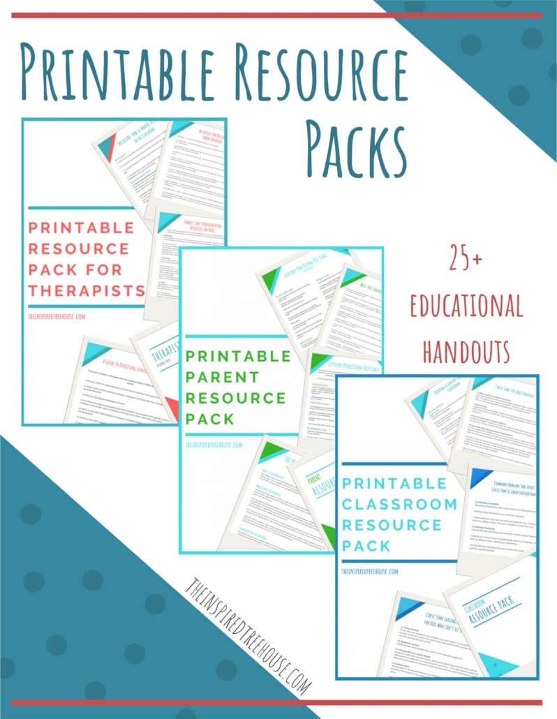 Created by Claire Heffron OT and Lauren Drobnjak PT, this printable packet includes 25+ handouts for pediatric therapists, parents, and teachers! 