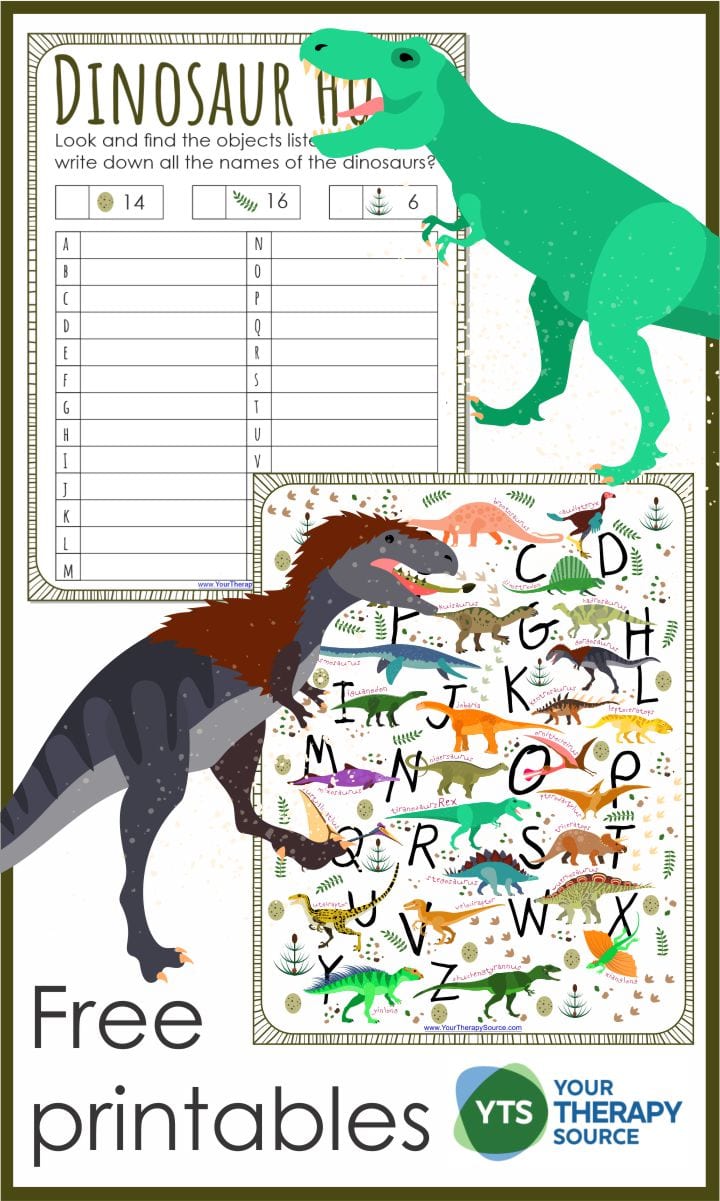 free dinosaur printables to practice visual motor and handwriting