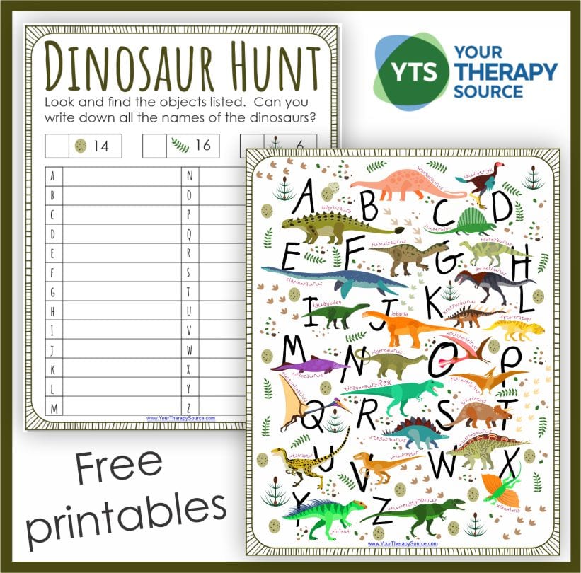 Free Dinosaur Printables to Practice Visual Motor and Handwriting Skills -  Your Therapy Source