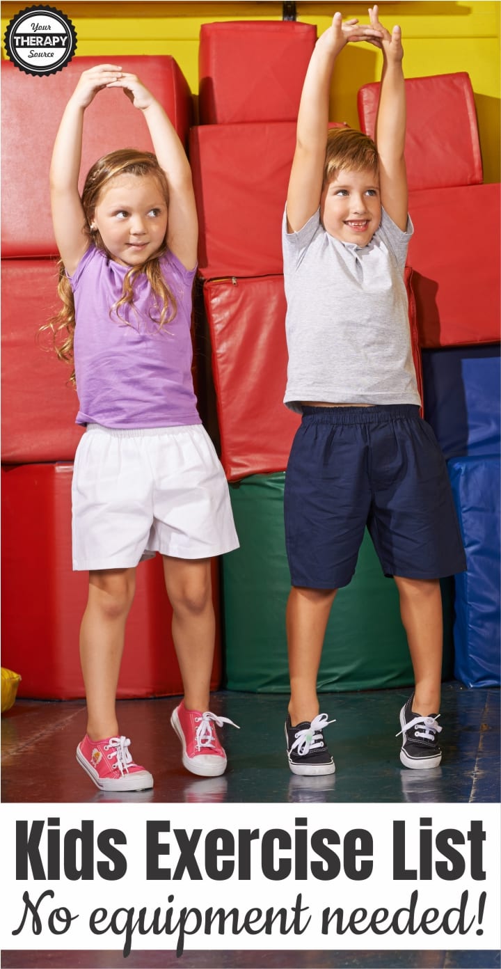 Kids Exercise List for the Classroom or Home Your Therapy Source