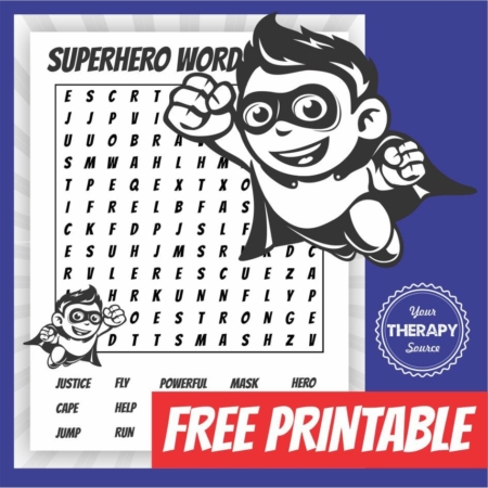 Super Hero Word Search -Free Printable - Your Therapy Source