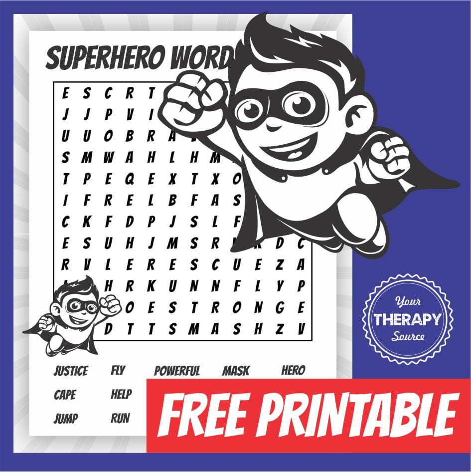 super hero word search free printable your therapy source