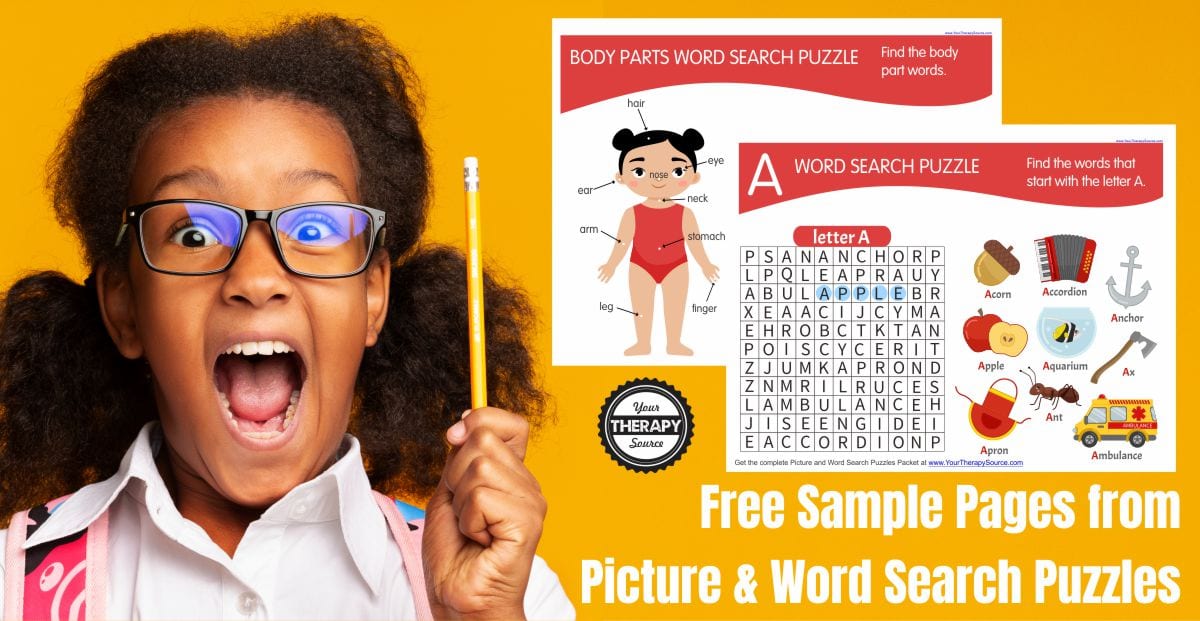 Download the free body part word search worksheet and the bonus Letter A word search at the end of this blog post.  