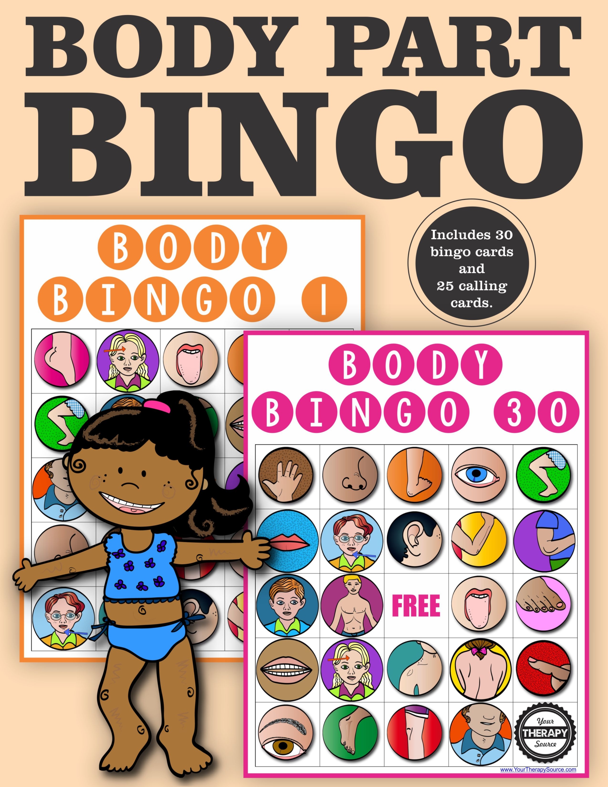 Body Parts Bingo Game Classroom Set Your Therapy Source