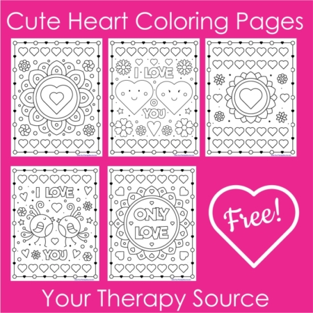 Cute Heart Coloring Pages - 5 free printables - Your Therapy Source
