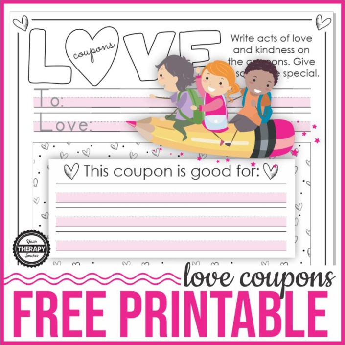 Free Printable Love Coupons - Great for Handwriting Practice! - Your Therapy Source