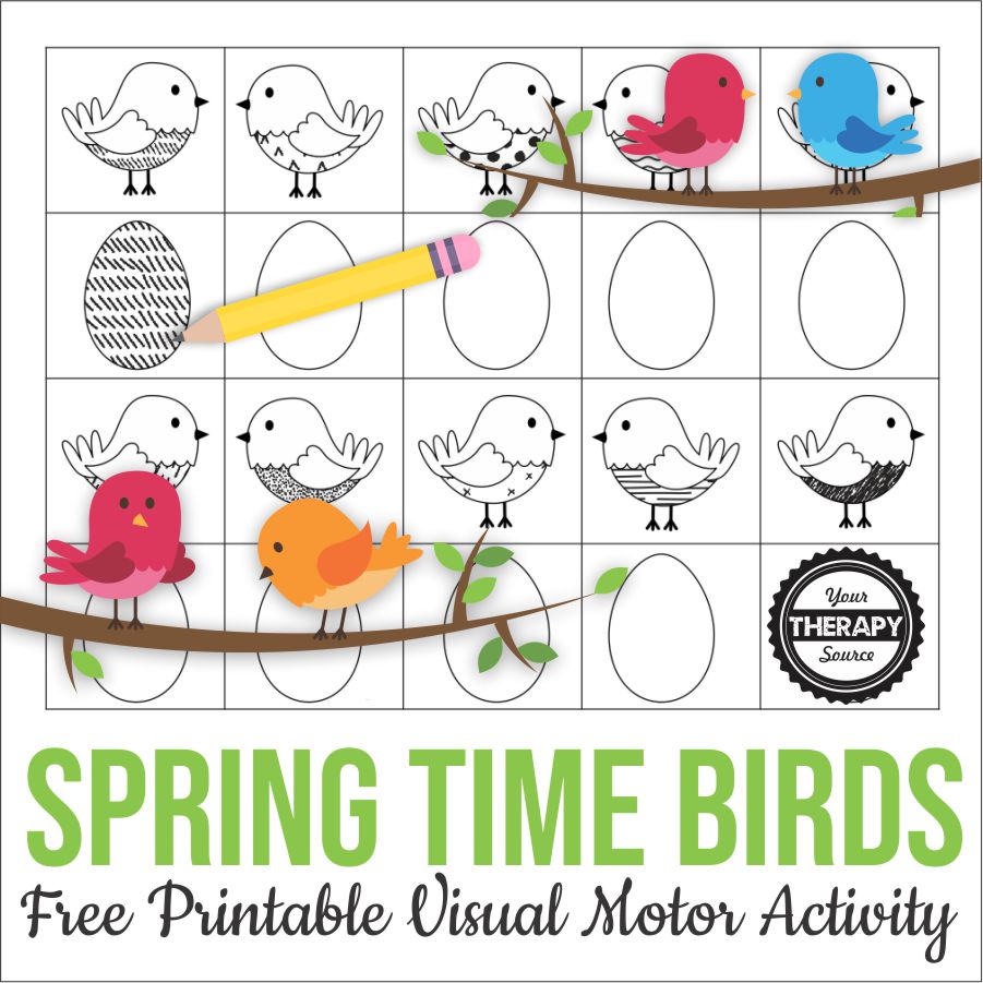 This fun and playful spring visual discrimination and visual motor activity is ready to print and play. Free from Your Therapy Source.