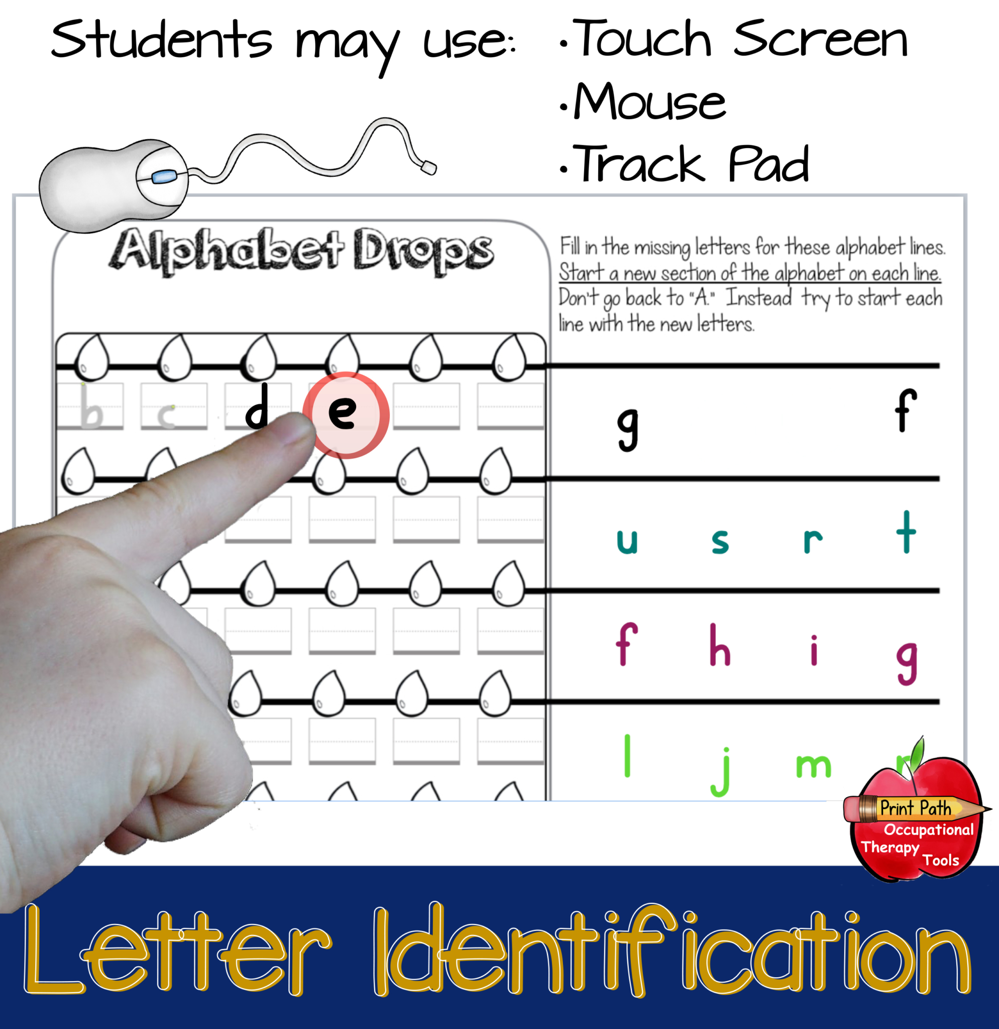 INTERACTIVE Teletherapy/ Distance Learning Alphabet Tasks Visualmotor