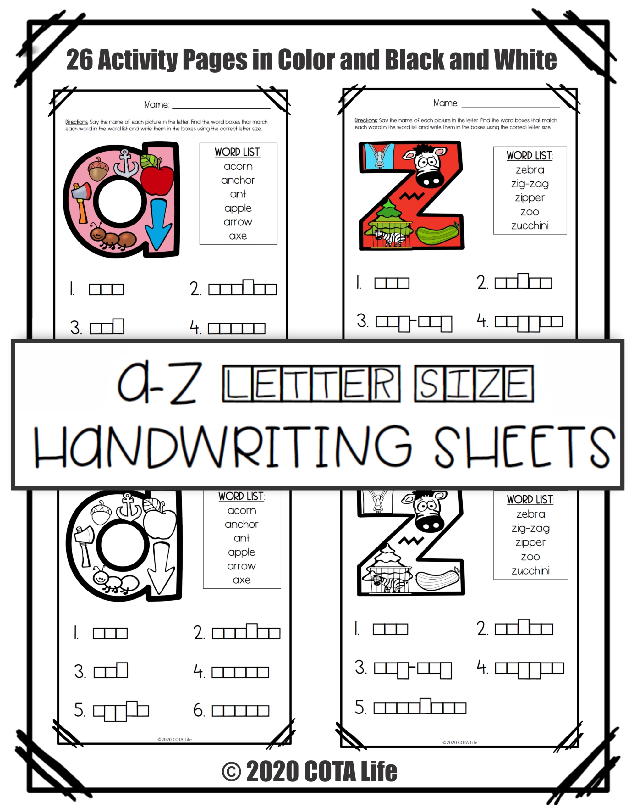 Handwriting letter sizes