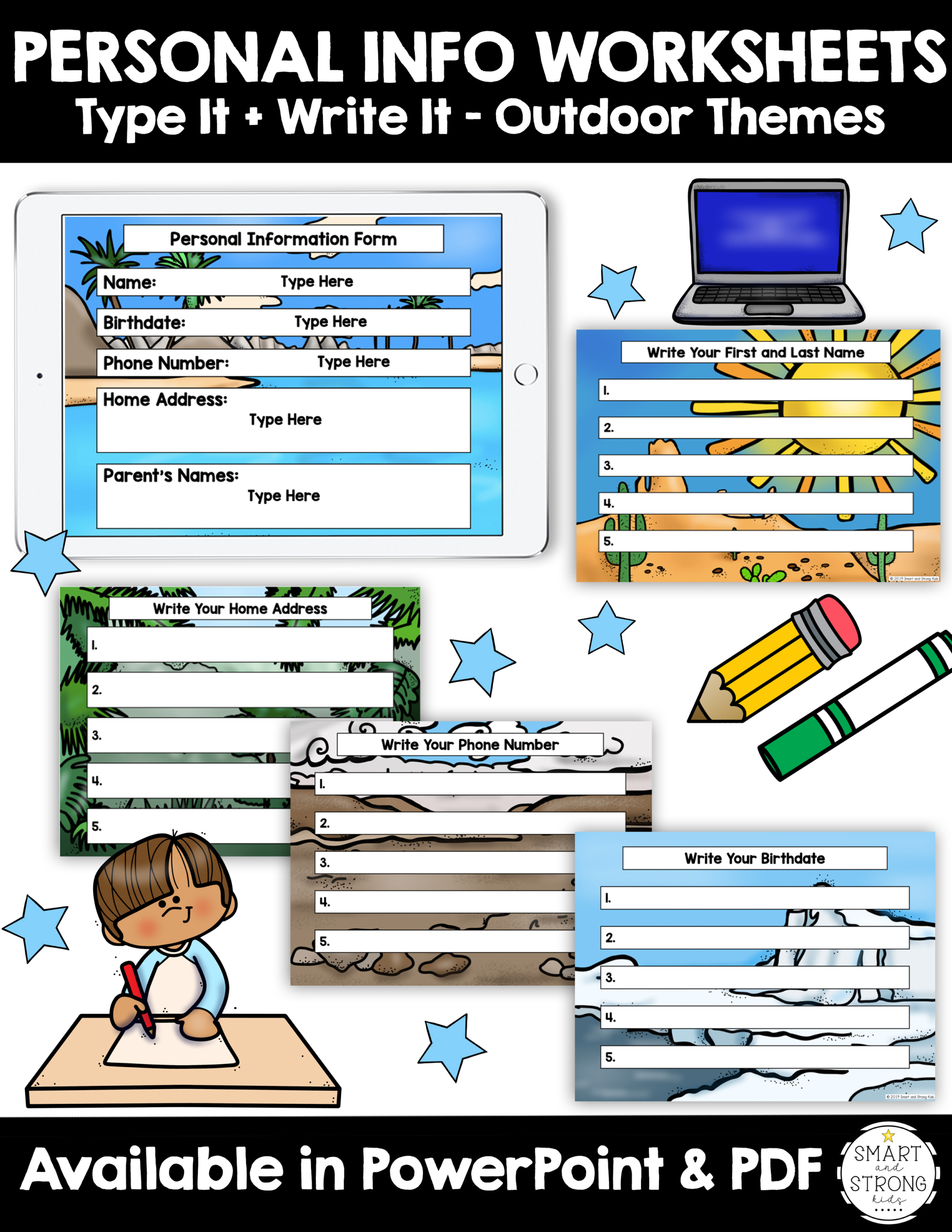 Personal Information Worksheets - Write and Type It - Your Therapy Source