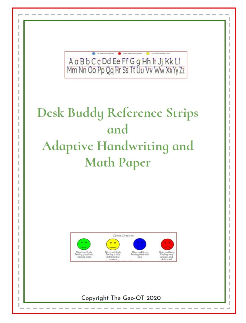 Desk Buddy Reference Strips and Adaptive Handwriting and Math Paper