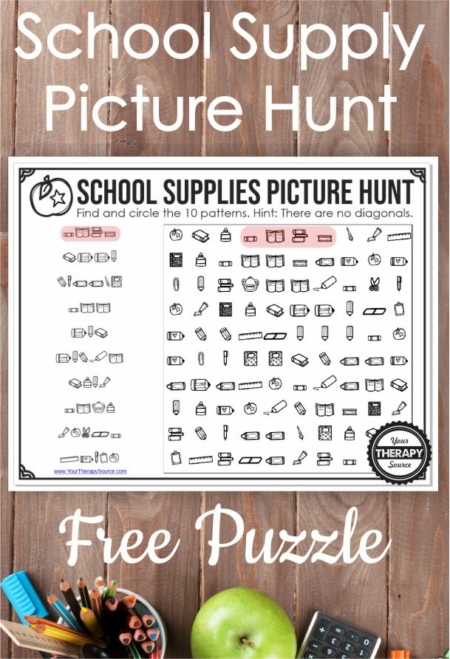 School Picture Puzzle - Free Printable - Your Therapy Source