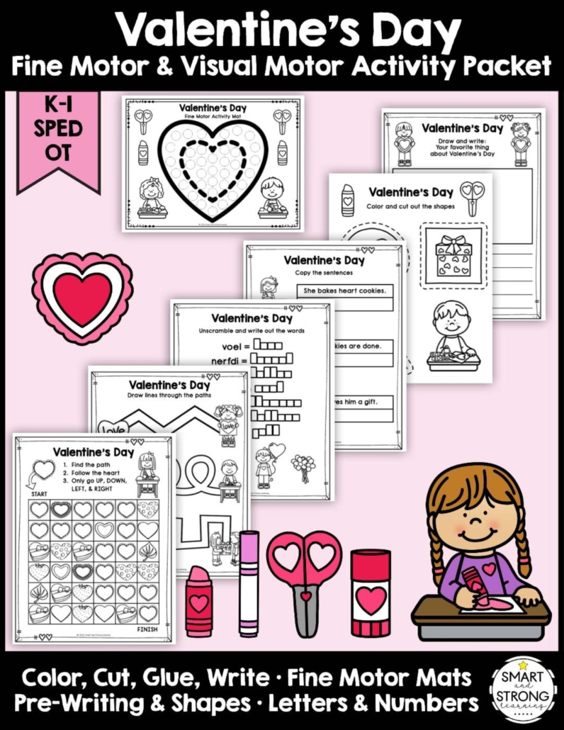 Valentine Fine Motor and Visual Motor Activity Packet