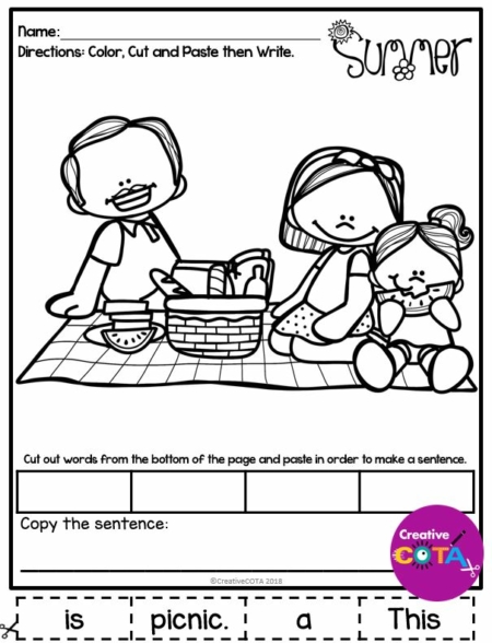 This Summer OT Variety Packet includes worksheets and activities with a Summer theme from many of the Creative COTA sets for occupational therapy.