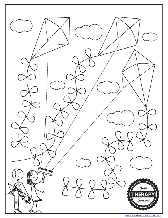 Kite Coloring Pages and Free Kite Printables Your Therapy Source